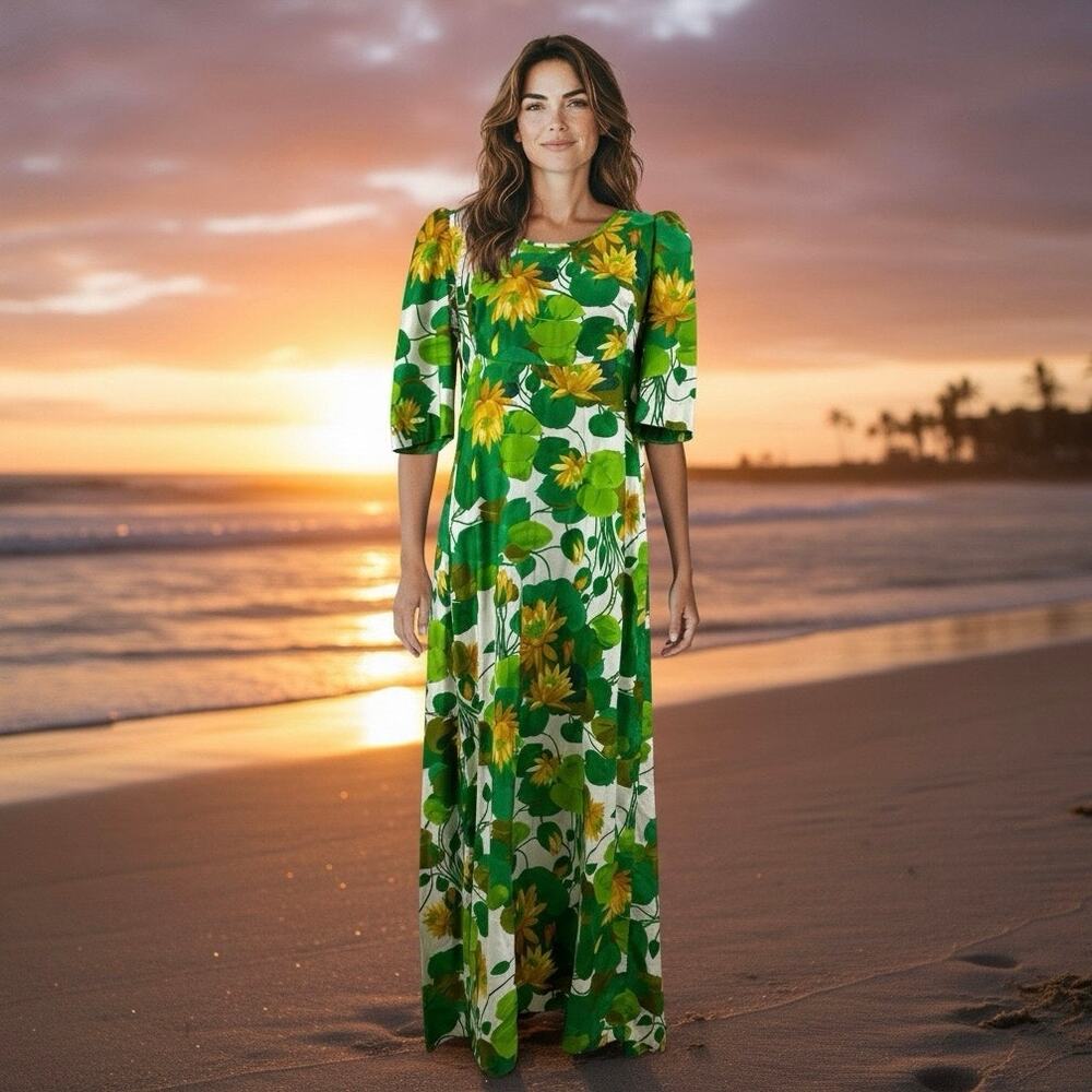 Vintage Kamehameha Floral Maxi Dress Size Large